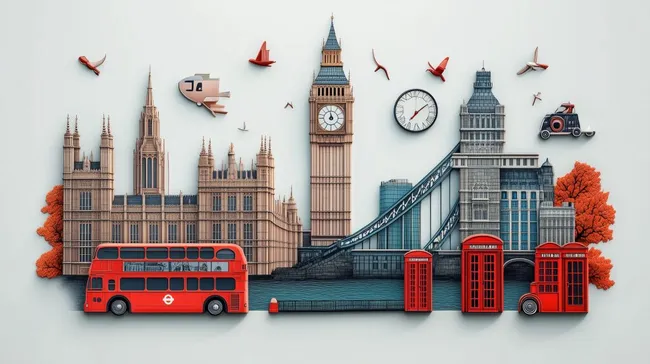 Detailreiche 3D-Illustration der Londoner Wahrzeichen