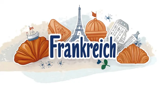 Detailreiche Illustration französischer Wahrzeichen