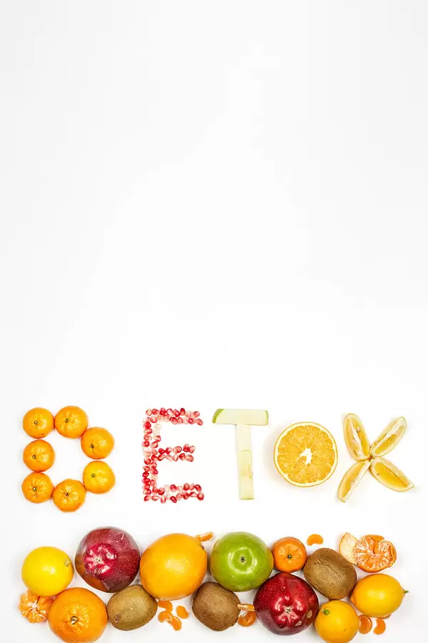 Detox fruits background with copy space