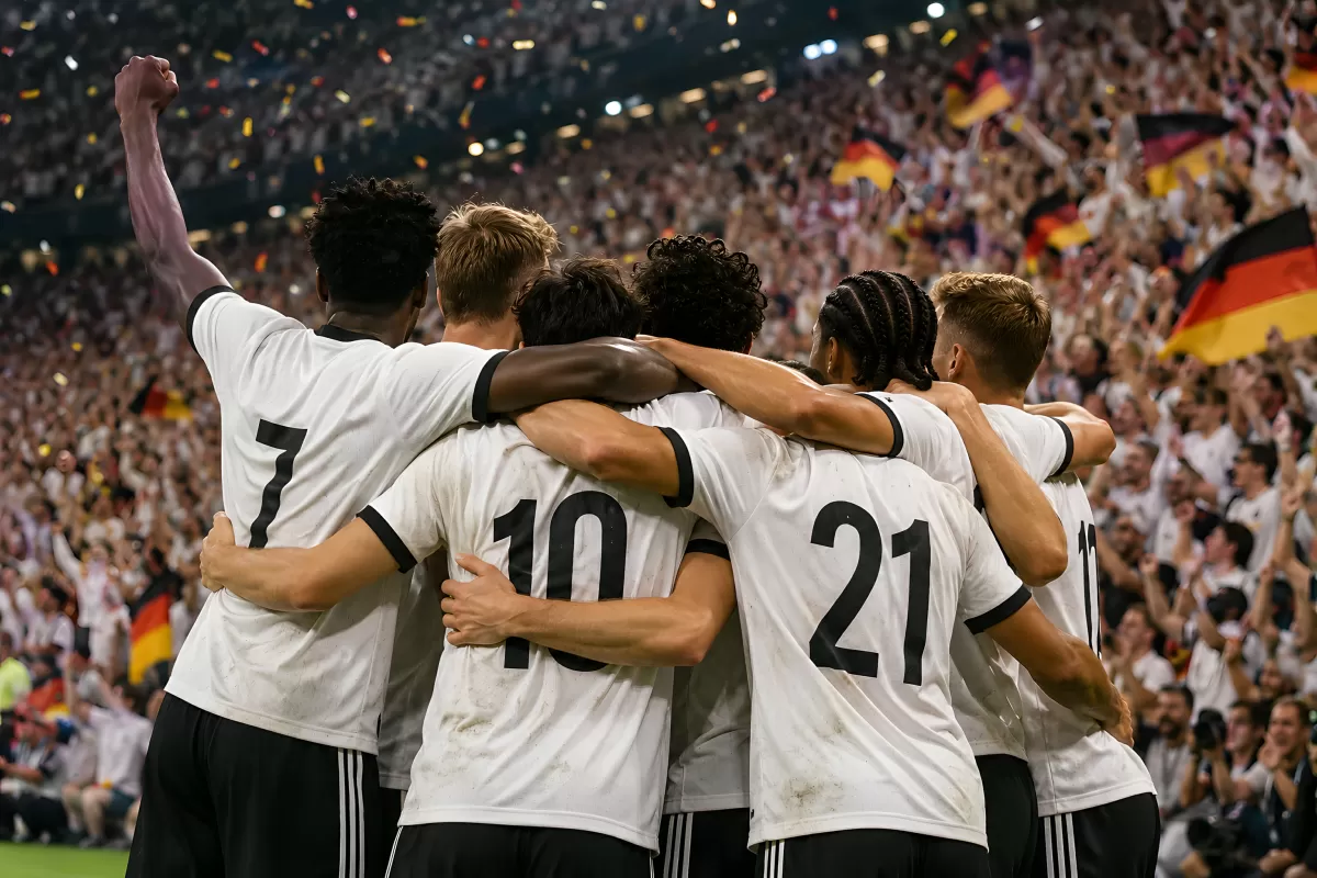 Deutsche Nationalmannschaft jubelt im Stadion