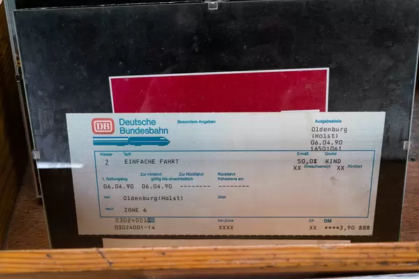 DeutscheBahn (DeutscheBundesbahn) train ticket from 1990