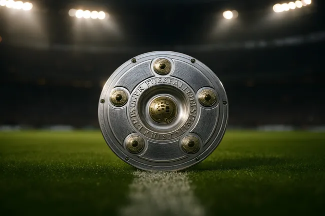 Deutscher Fußballmeistertitel bei Flutlicht auf Spielfeld