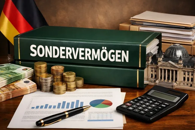 Deutsches Sondervermögen: Finanzdokumente und Symbole