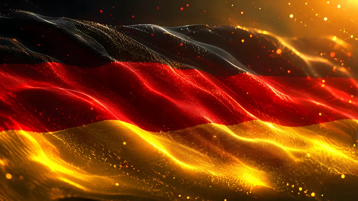 Deutschlandfahne in goldenem Lichtglanz digital