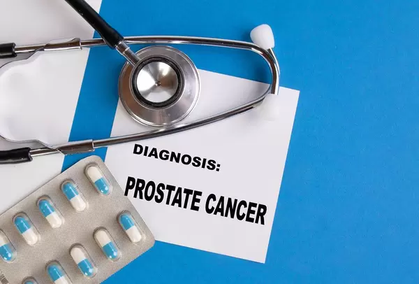 Diagnosis Prostate Cancer written on medical blue folder