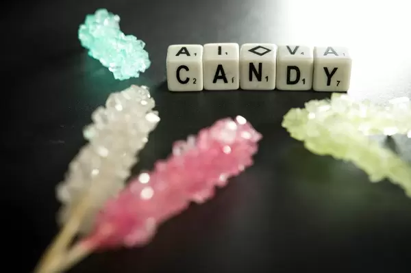 Dice reading CANDY
