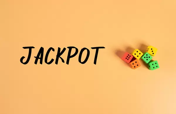 Dices with Jackpot text on orange background