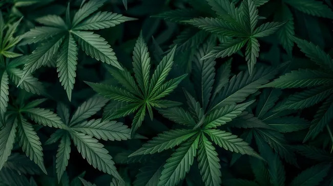 Dichte Ansammlung grüner Cannabispflanzen