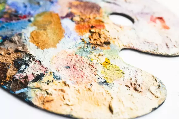 Die Malkunst Palette eines Künstlers