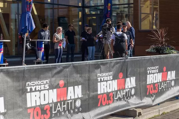 Die Presse vor Ort in Lahti, Finnland, zum Sportevent Ironman 70.3 Triathlon