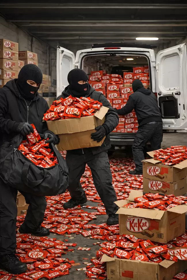 Diebstahl von KitKat-Schokolade aus Lieferwagen