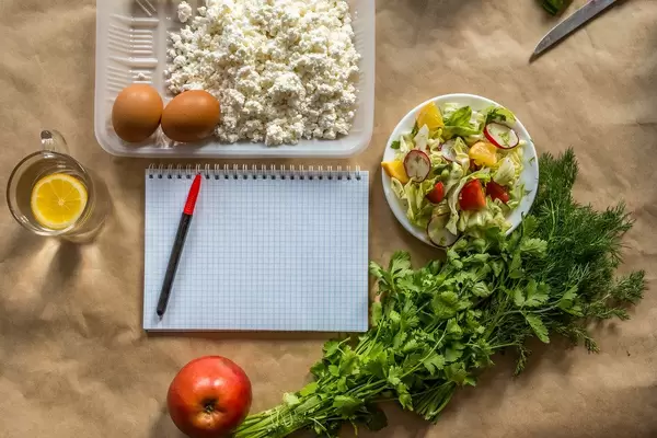 Diet plan. Planning diet with switching to healthy organic food