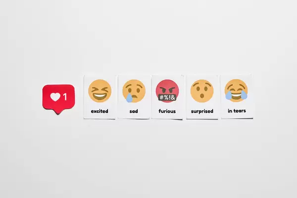 Different emoticon paper cuts from famous social media network