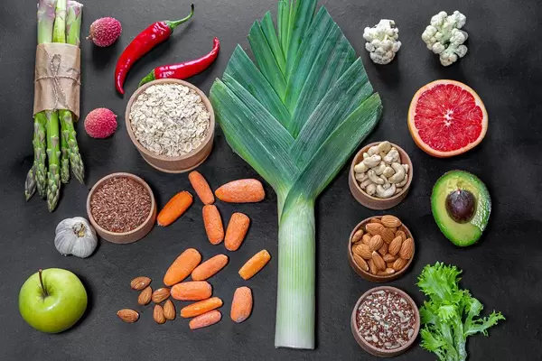 Different fresh products for healthy food. Vegetarianism and raw food concept (Flip 2019)