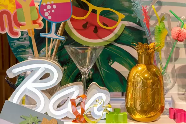 Different kinds of cocktail sticks and bar decoration at a Viennese store