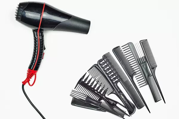 Different type of combs and hairdryer