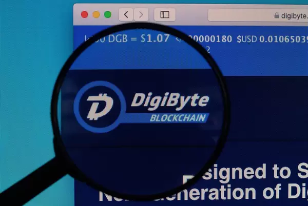 DigiByte logo under magnifying glass