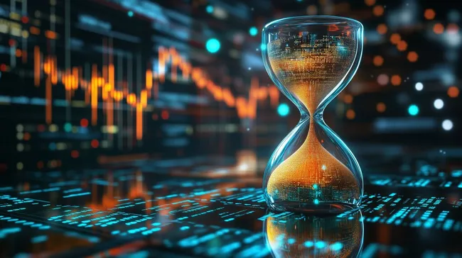 Digitale Börsenanalyse mit Sanduhr-Konzept