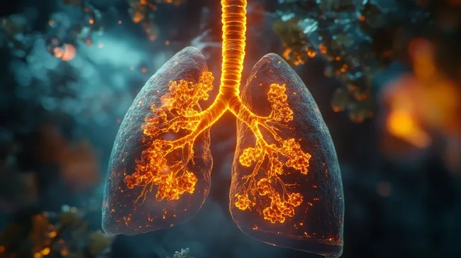 Digitale Darstellung der Lunge mit Feuereffekt