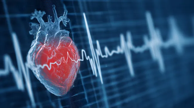Digitale Darstellung des Herzens mit EKG-Kurve
