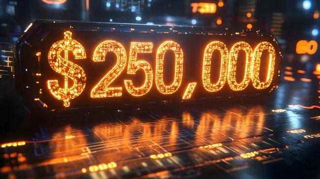 Digitale Illustration von 250.000 Dollar Leuchtreklame