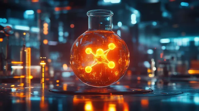 Digitale Molekülstruktur in futuristischer Glaskugel