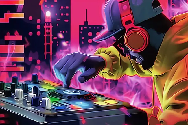 Digitale Musikwelt in kräftigen Farben