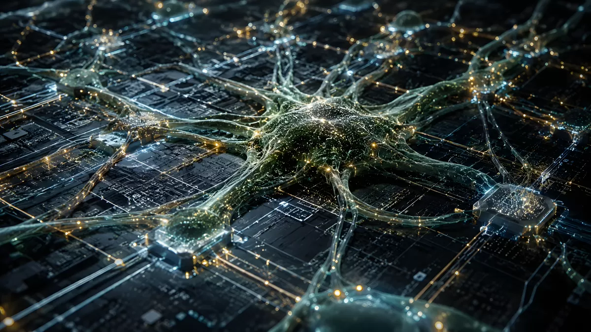 Digitale Nervenzelle auf Computerchip-Platine