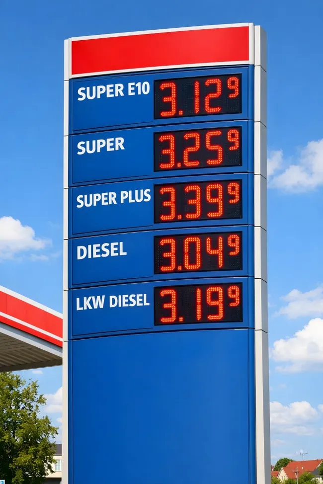 Digitale Preistabelle für Kraftstoffe an Tankstelle