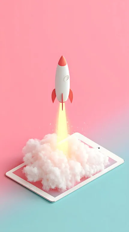 Digitale Rakete startet vom Tablet ab