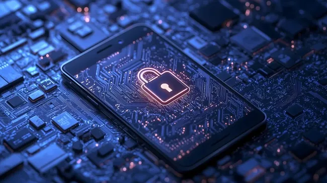 Digitale Sicherheit - Smartphone-Display mit Schloss-Symbol