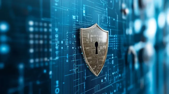 Digitale Sicherheit und Datenschutz - Schild-Piktogramm