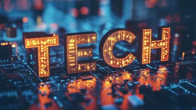 Digitale Technologie-Konzept-Fotografie mit beleuchteten Schaltkreisen