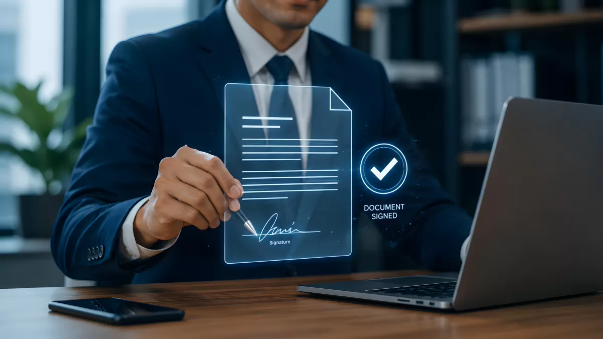 Digitale Unterschrift auf holografischem Dokument
