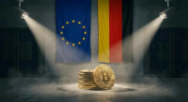 Digitale Währung und EU-Flagge - symbolische Darstellung