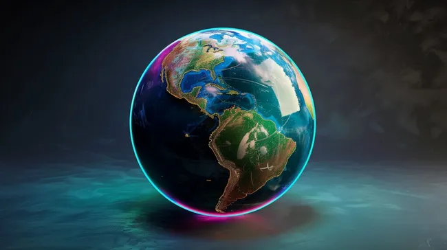 Digitale Weltkugel in futuristischer Umgebung