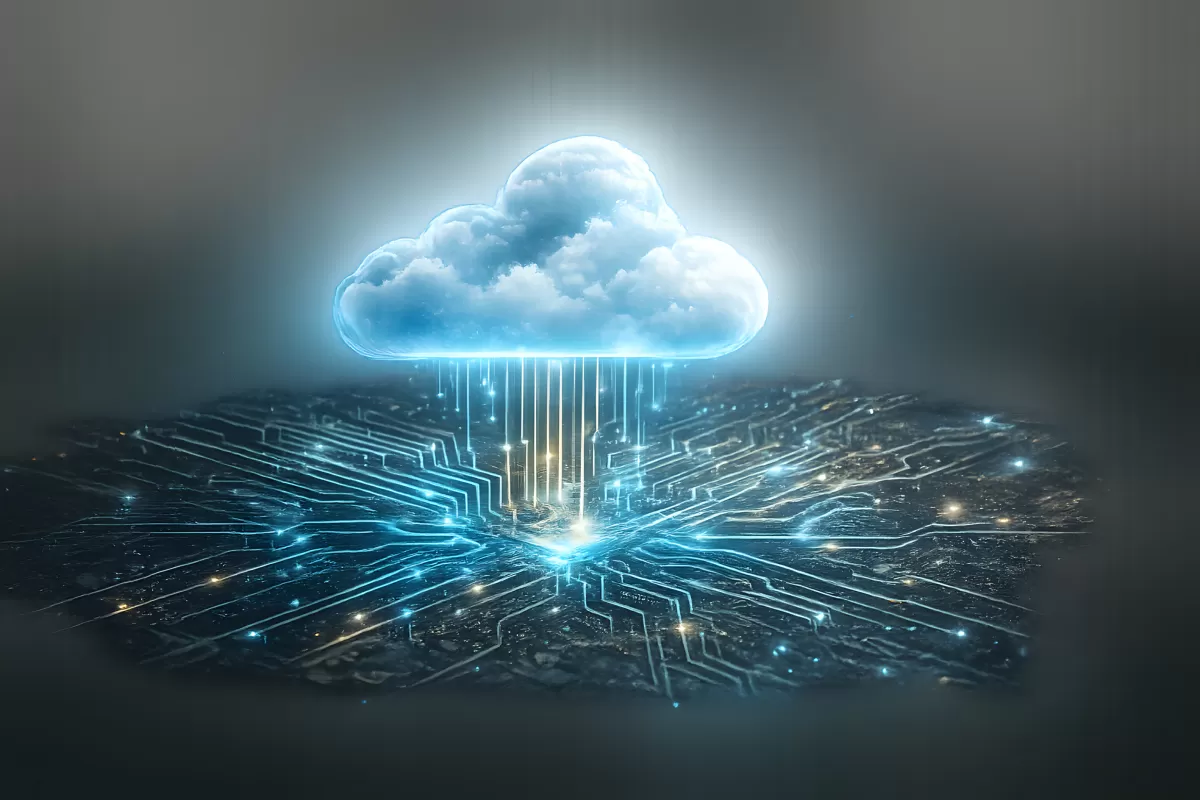 Digitale Wolke verbindet sich mit Schaltkreis-Netzwerk