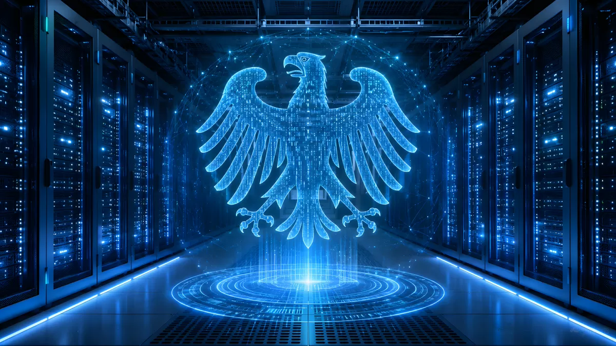 Digitaler Adler als Hologramm im Rechenzentrum