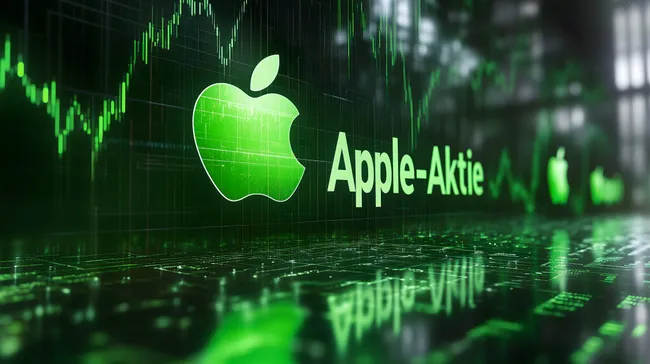 Digitaler Aktienkursdiagramm mit Apple-Logo