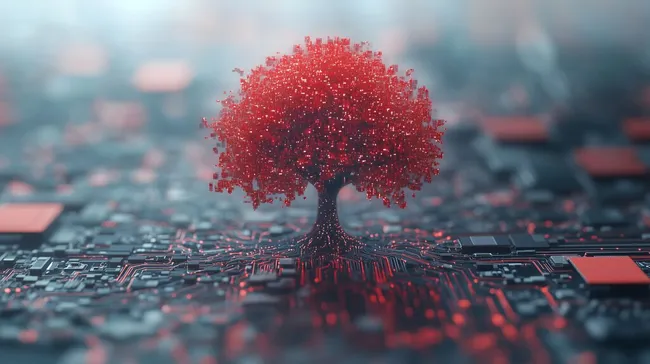 Digitaler Baum auf kybernetischem Hintergrund