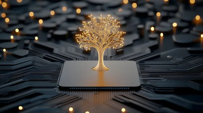 Digitaler Baum auf Mikrochip - Konzept für Innovation