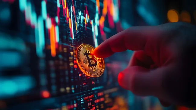 Digitaler Bitcoin-Handel auf Bildschirm