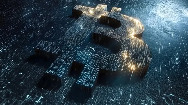 Digitaler Bitcoin-Symbolhintergrund in Blautönen