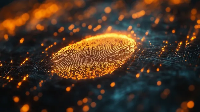 Digitaler Fingerabdruck in leuchtenden Farben