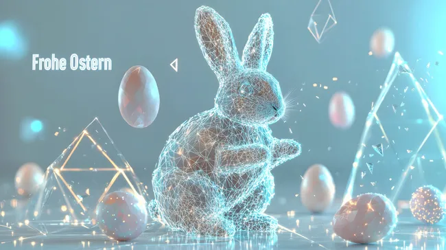 Digitaler Osterhase mit Drahtgitter-Effekt