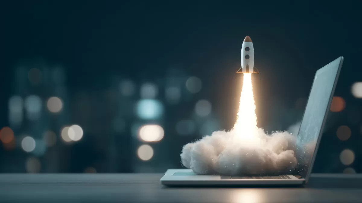 Digitaler Raketenstart in der Nacht