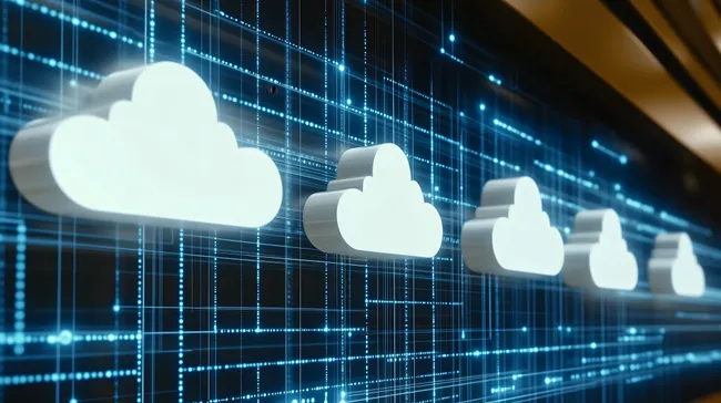 Digitales Datennetzwerk mit Wolken-Symbolen