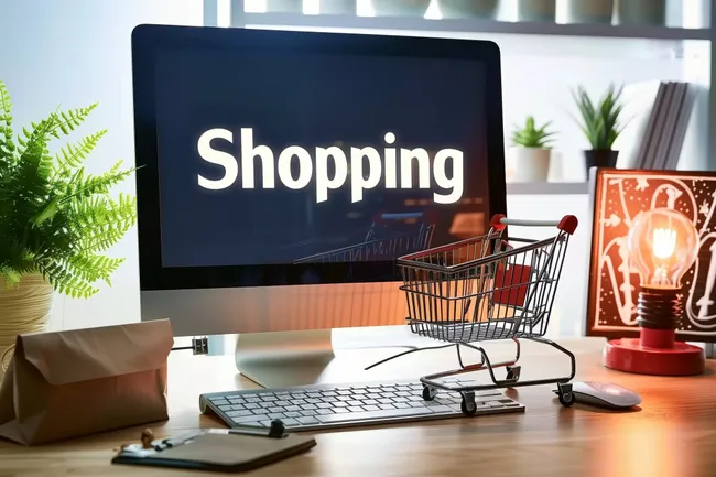 Digitales Einkaufen am Computerbildschirm