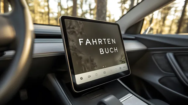 Digitales Fahrtenbuch mit GPS-Tracking auf Fahrzeugdisplay