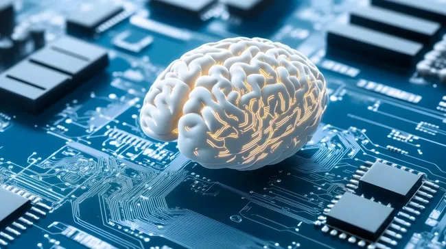 Digitales Gehirn mit Mikrochip-Schaltkreisen